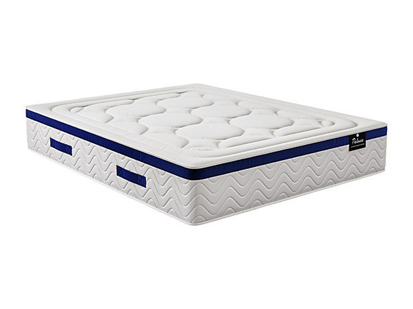 Ensemble 180 x 200 cm sommier coffre blanc   matelas hybride ressorts ensachésép.30cm - MARQUIS de PALACIO