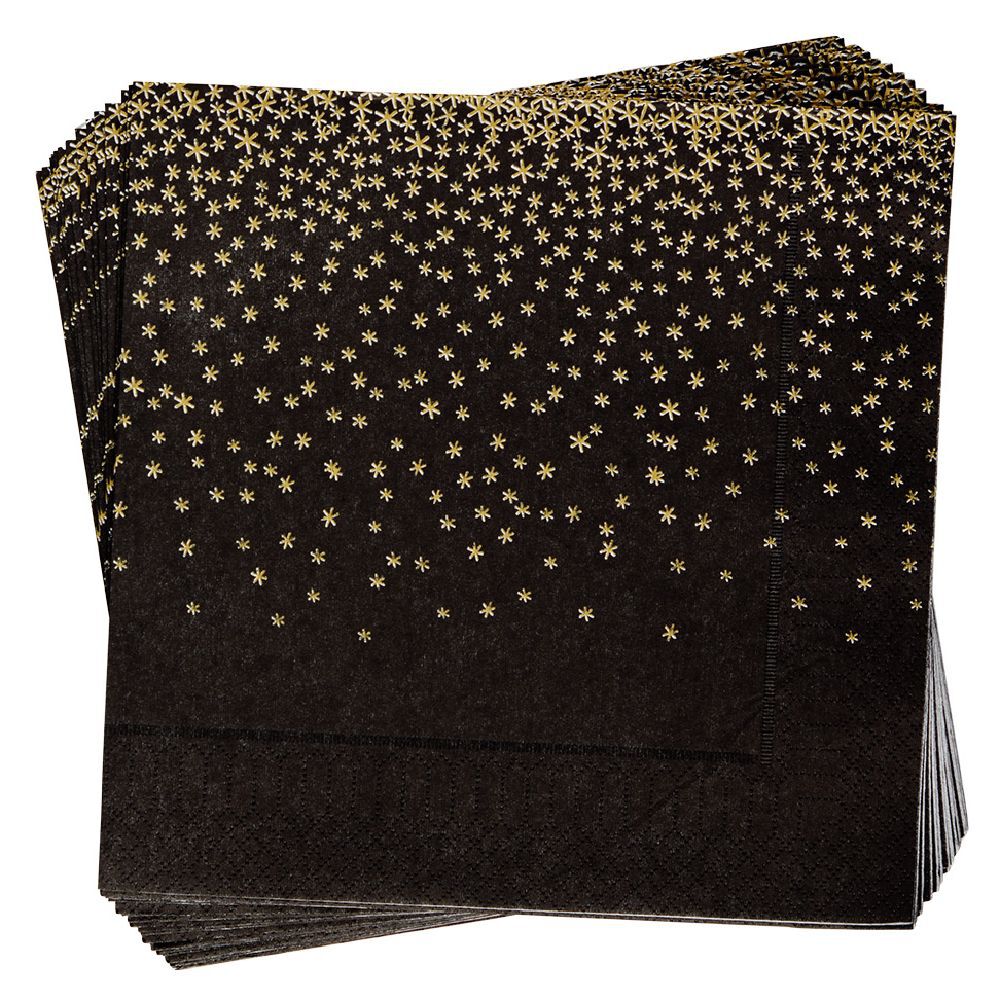 Serviette en papier noir et doré x20