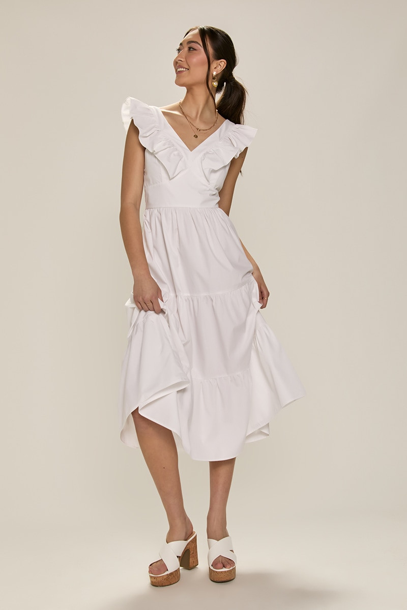 Brenda Flutter Sleeve Midi Dress