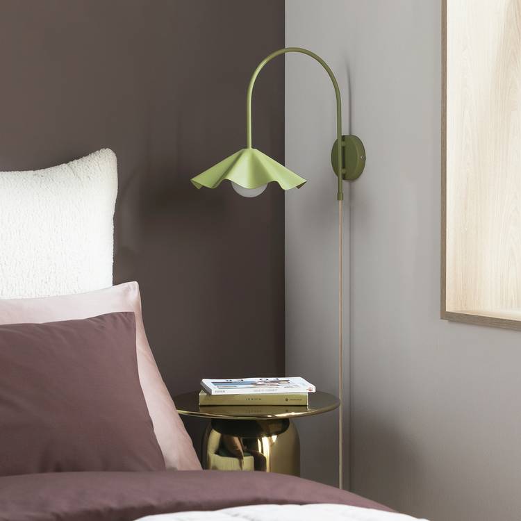 Habitat Yuno Pleat Metal Arch Wall Light - Olive