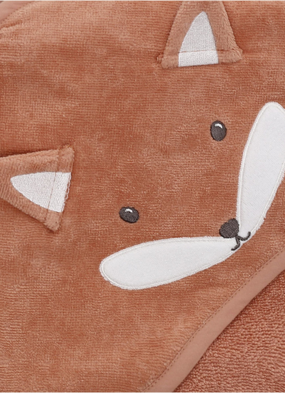 CAPE DE BAIN EN VELOURS ÉPONGE RENARD BRODÉ ROUX