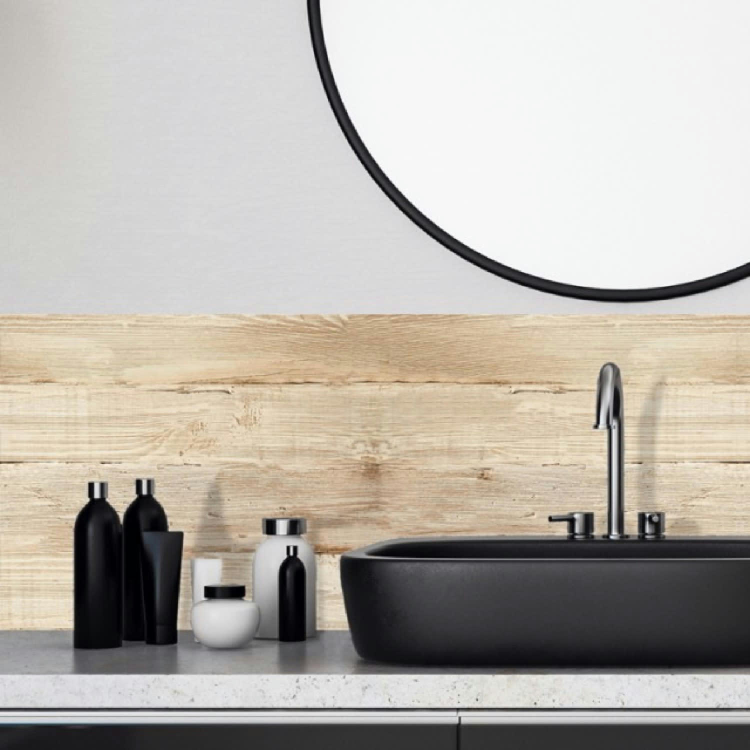 BOIS BRUT - Bandeau PVC lot de 2 : L 70cmxH 30cm Beige Effet Bois