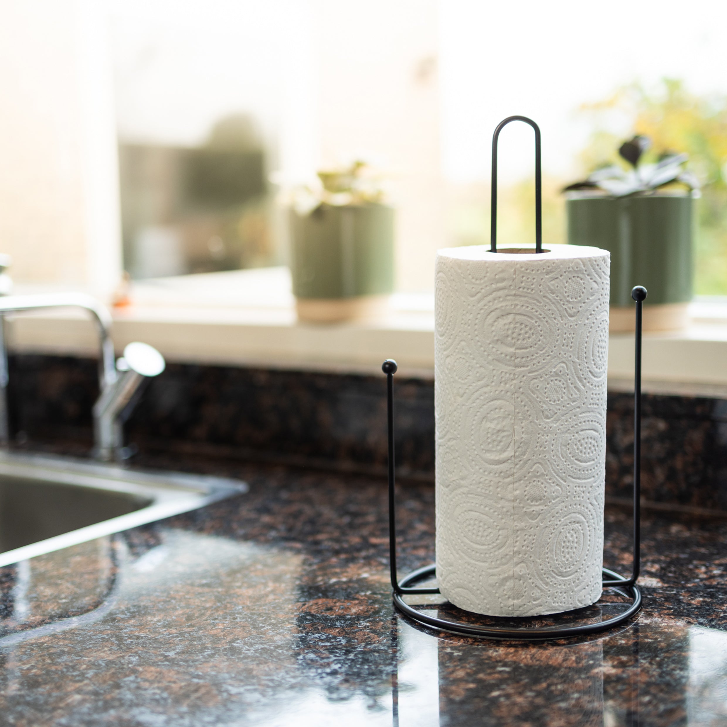 QUVIO Keukenrolhouder metaal - Zwart