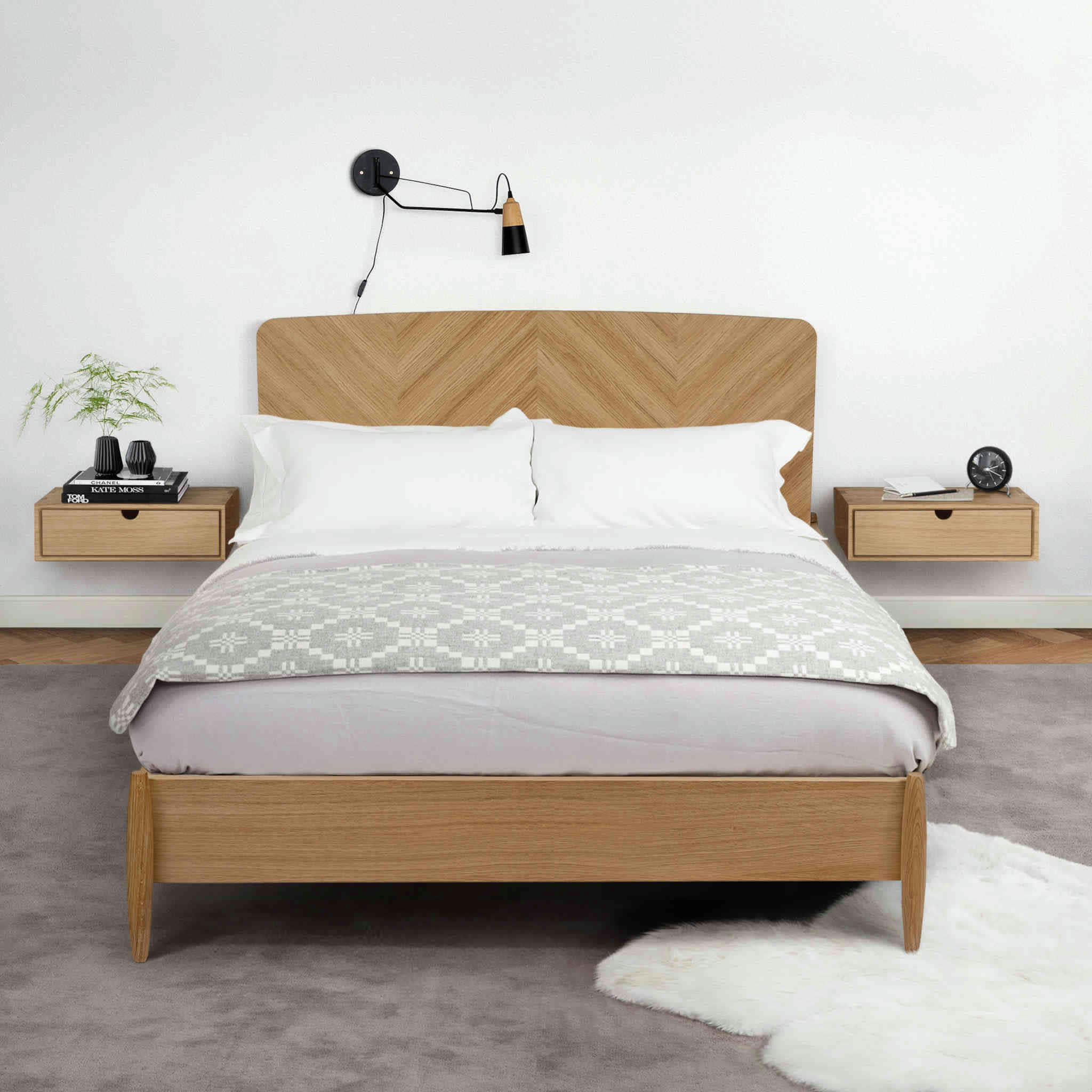 - Chevet mural 1 tiroir bois naturel