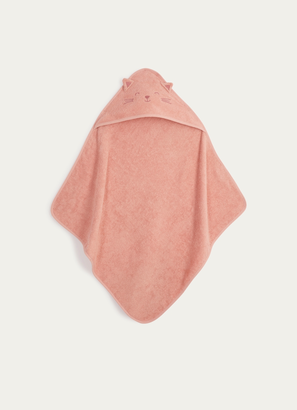 CAPE DE BAIN ET GANT DE TOILETTE EN ÉPONGE CHATON ROSE