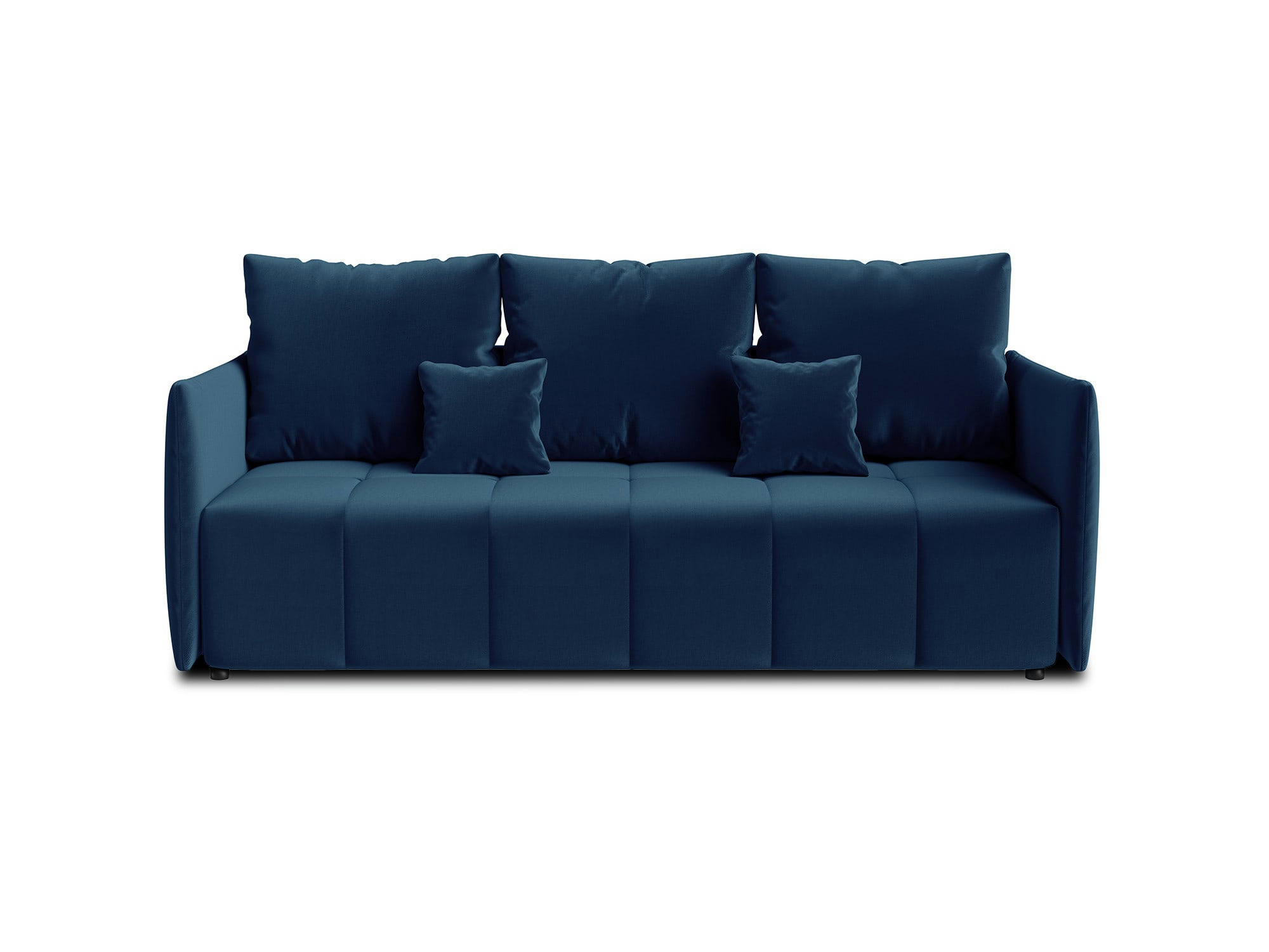 PETRA - Canapé droit convertible 3 places en velours bleu nuit