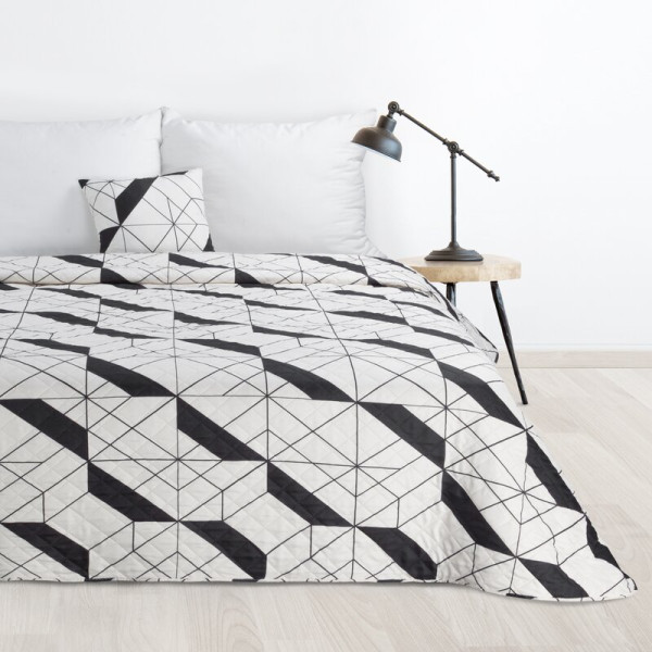 Narzuta dekoracyjna 200x220 Geo kremowa czarna geometryczna