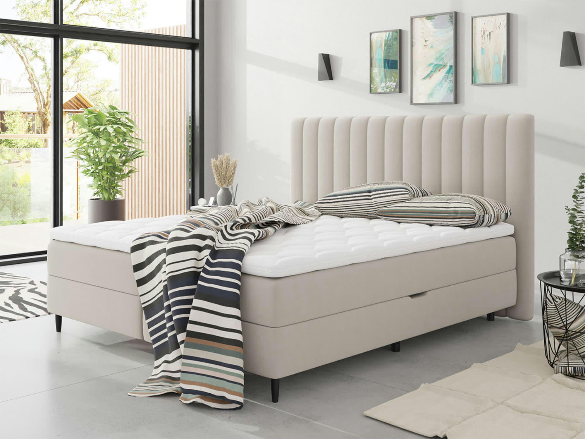 MARIA - Lit boxspring en  160x200 beige