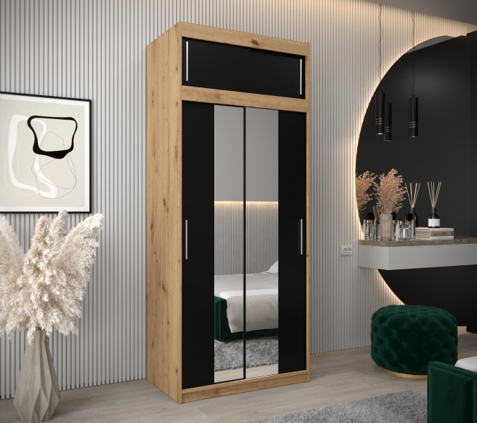 Szafa przesuwna Tokyo 1 100 artisan   czarny z nadstawką