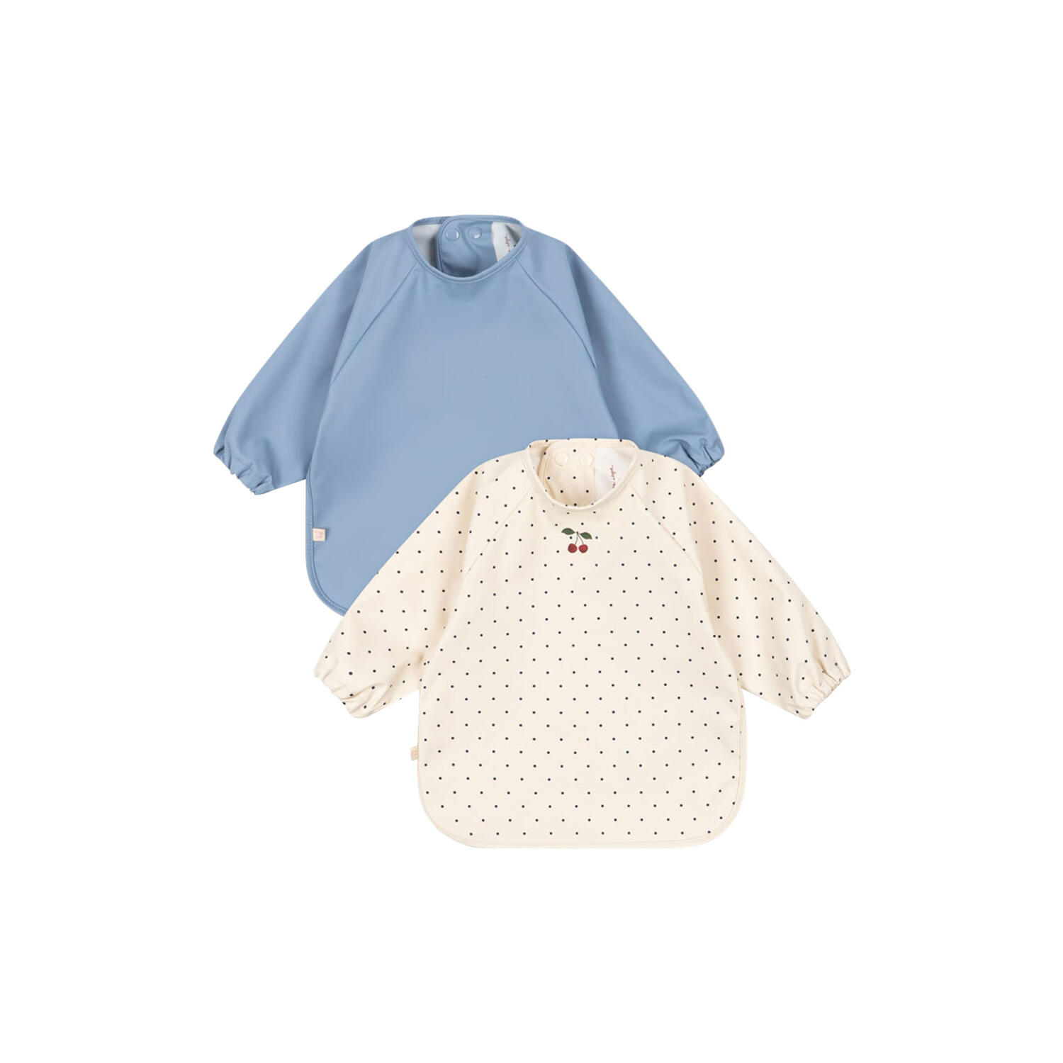 2 Pack Dinner Bib with Sleeves, navy dot/rain washed