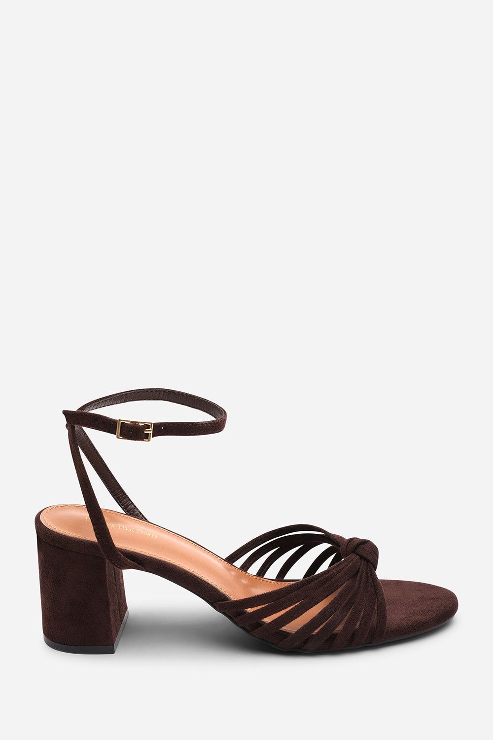 Where's That From Blossy Knotted Block Heel Sandal With Ankle Strap Suede