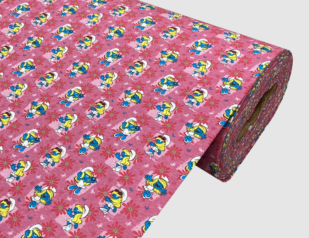 Jerseystoff Schlümpfe Pink