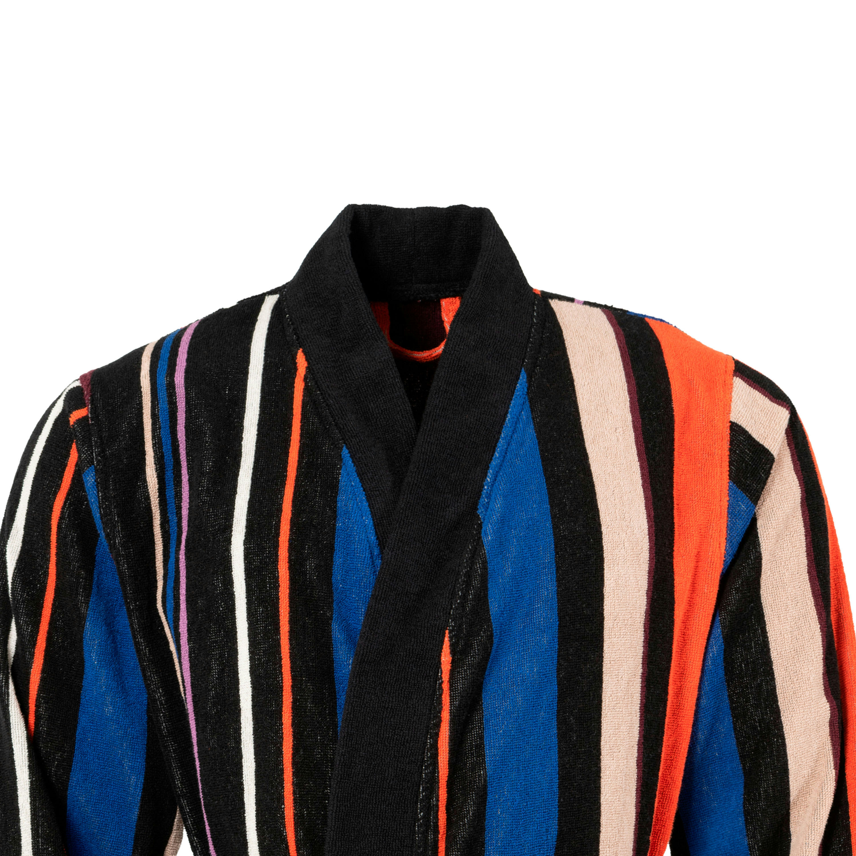 BLOCOLOR - Peignoir homme coton col kimono noir