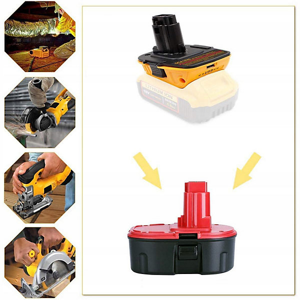 Adaptateur Batterie DCA1820 - Pour Batteries Li-Ion 20V, Compatible Outils Dewalt 18V NiCd/NiMH, Montage Facile