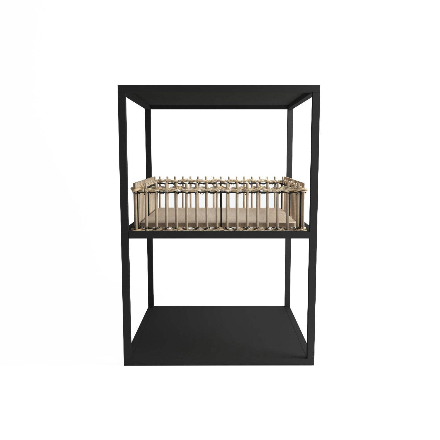 LAZARE - Sellette en métal noir et bambou