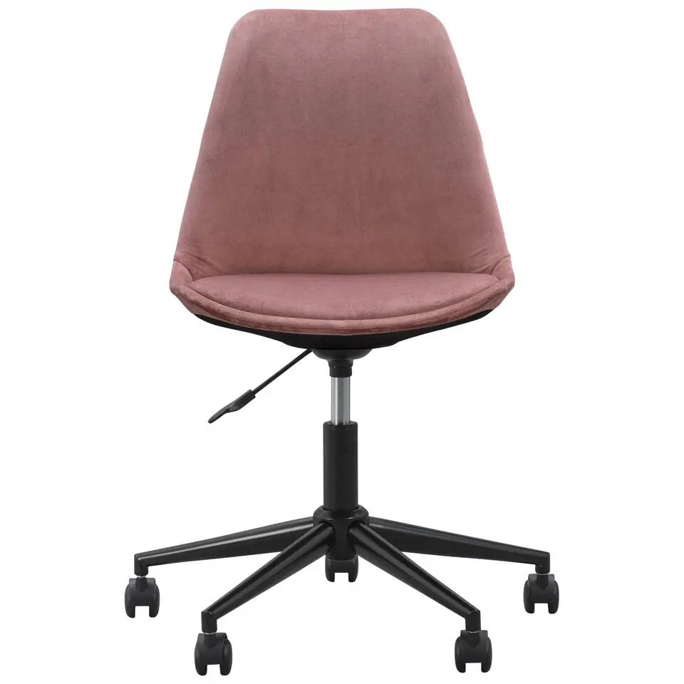 Bureaustoel Senja - velvet - roze - zwart metaal