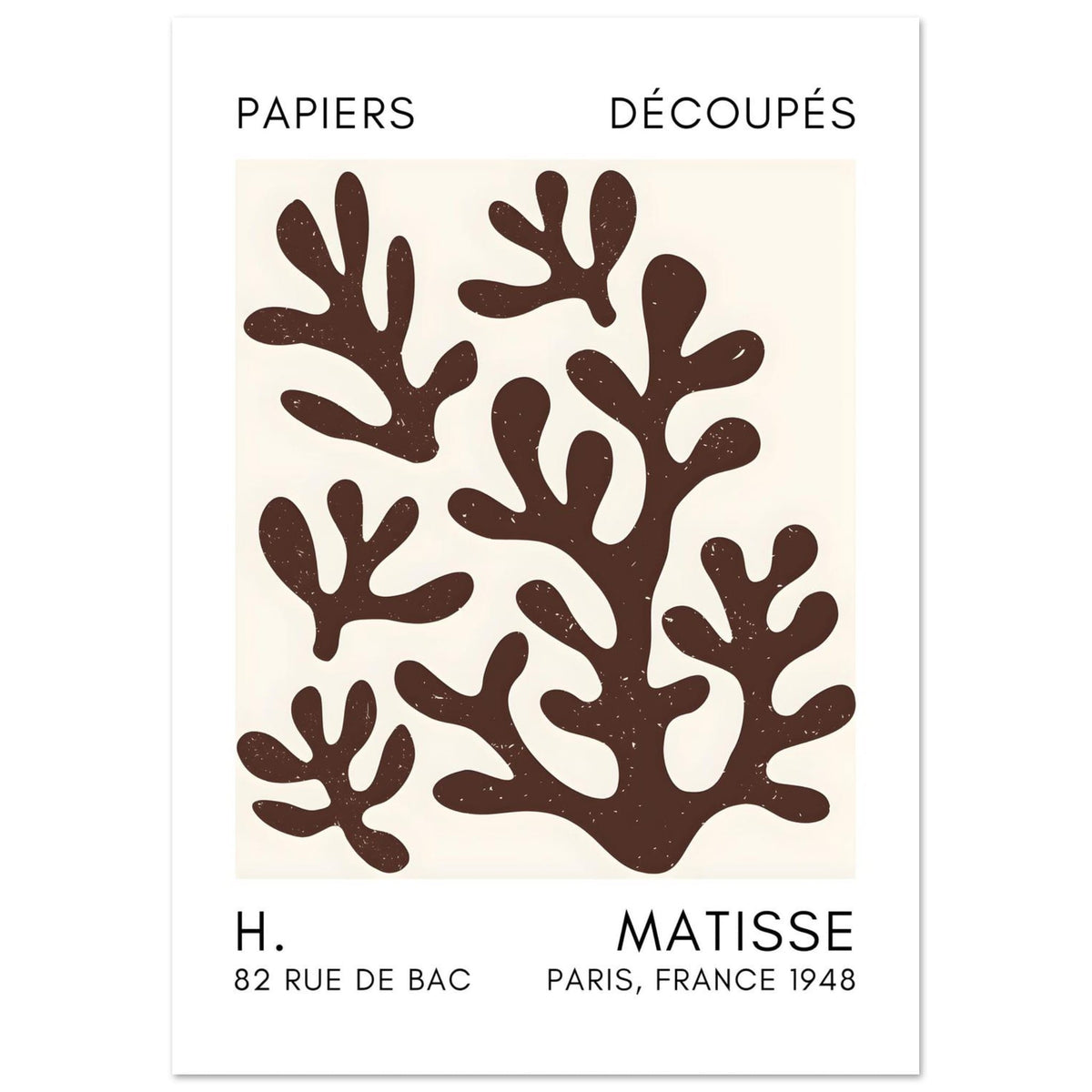 Artfulprints Poster Matisse – Coral shadows brown  - A4 21x29.7 cm - Bruin