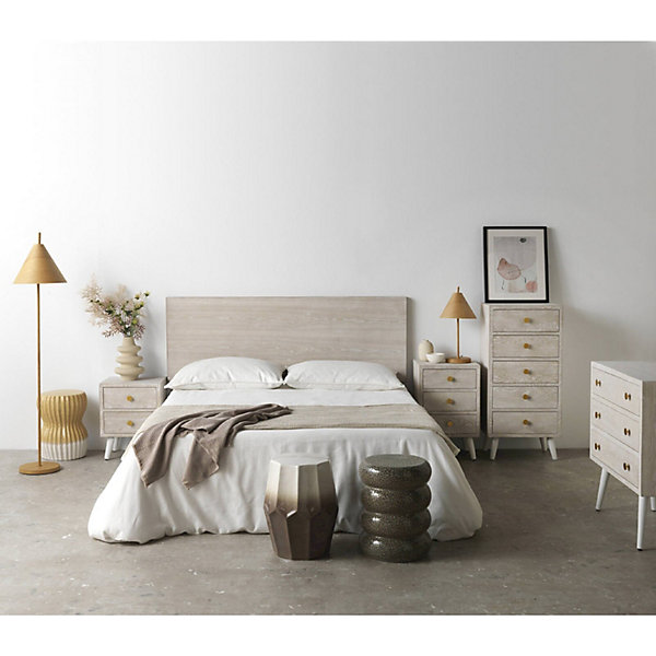 Commode bois blanc effet patiné et poignées dorées élégantes 80 x 36 x 81 cm blanc patiné bois clair doré