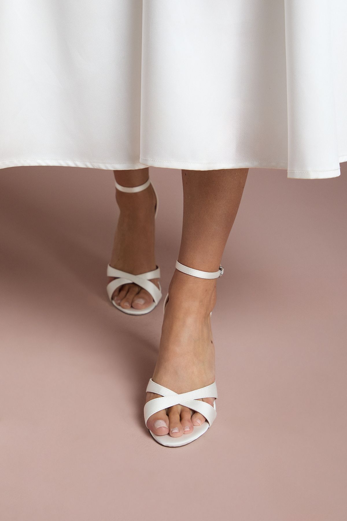 Coast Bridal Cadenza Satin Cross Strap High Stiletto Heel Sandals