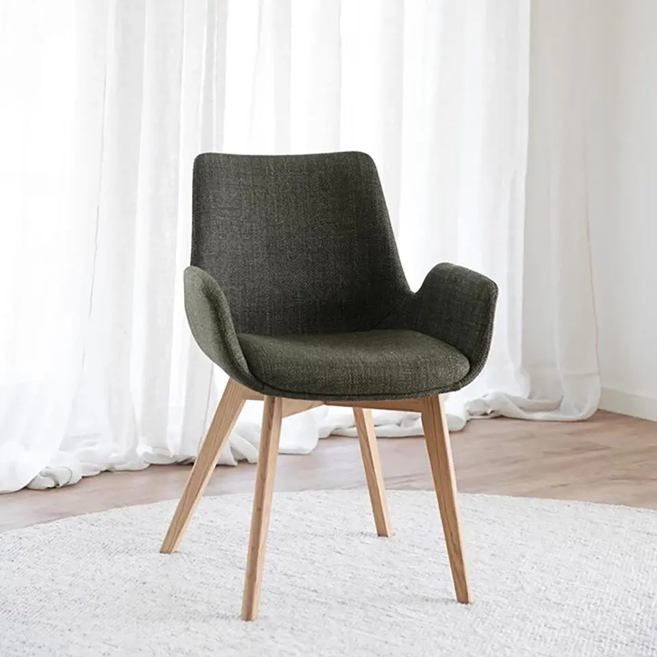 Rowico Home Drimsdale Eetkamerstoel Groen / Eiken - Met Armleuning