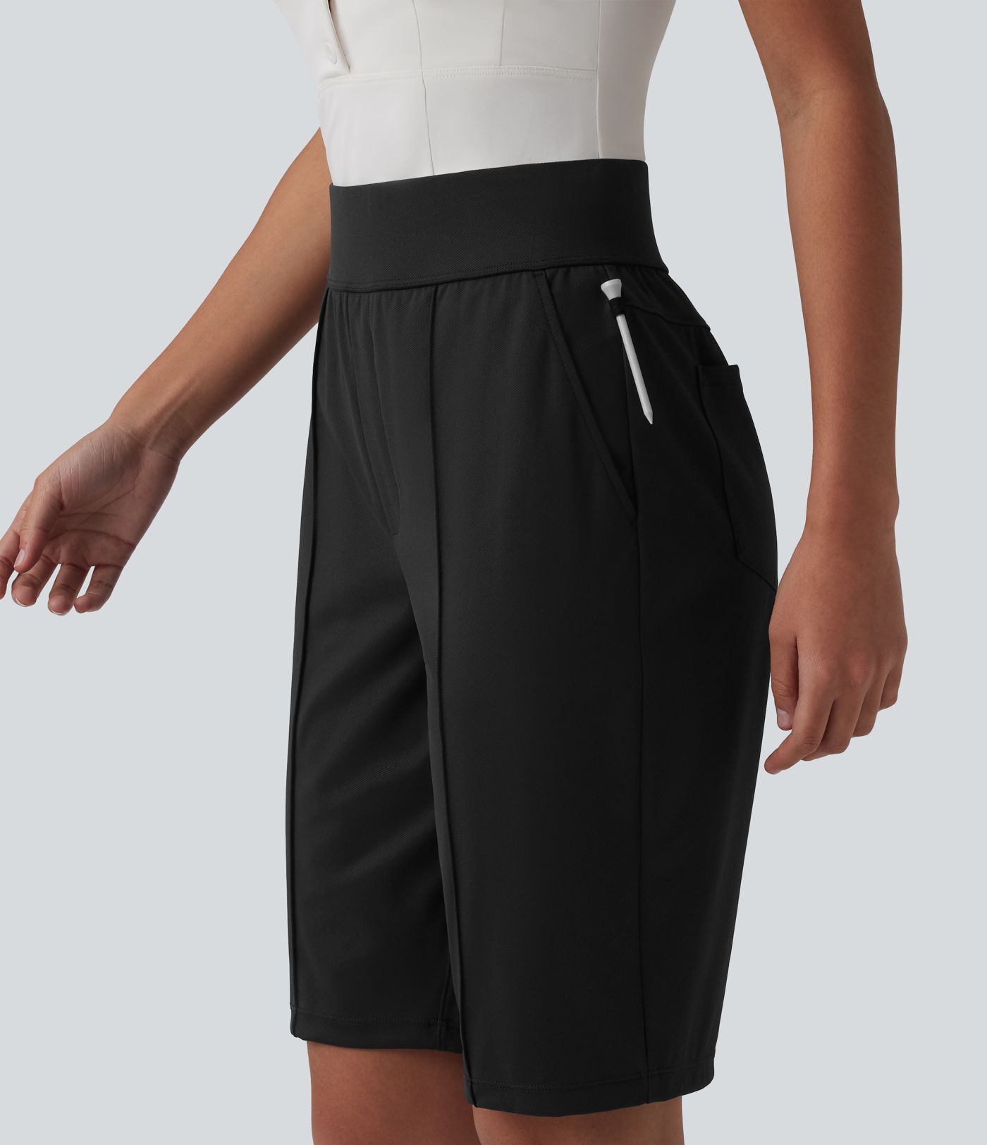 Short de golf séchage rapide taille haute avec poches 25 cm - Golf Tee - UPF40