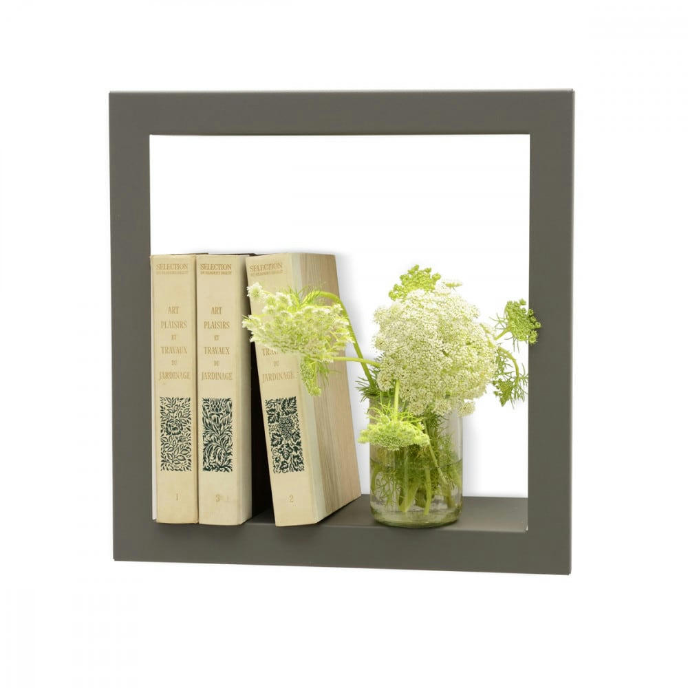 STICK - Etagère design carrée gris 36.8x36.8x13.5cm