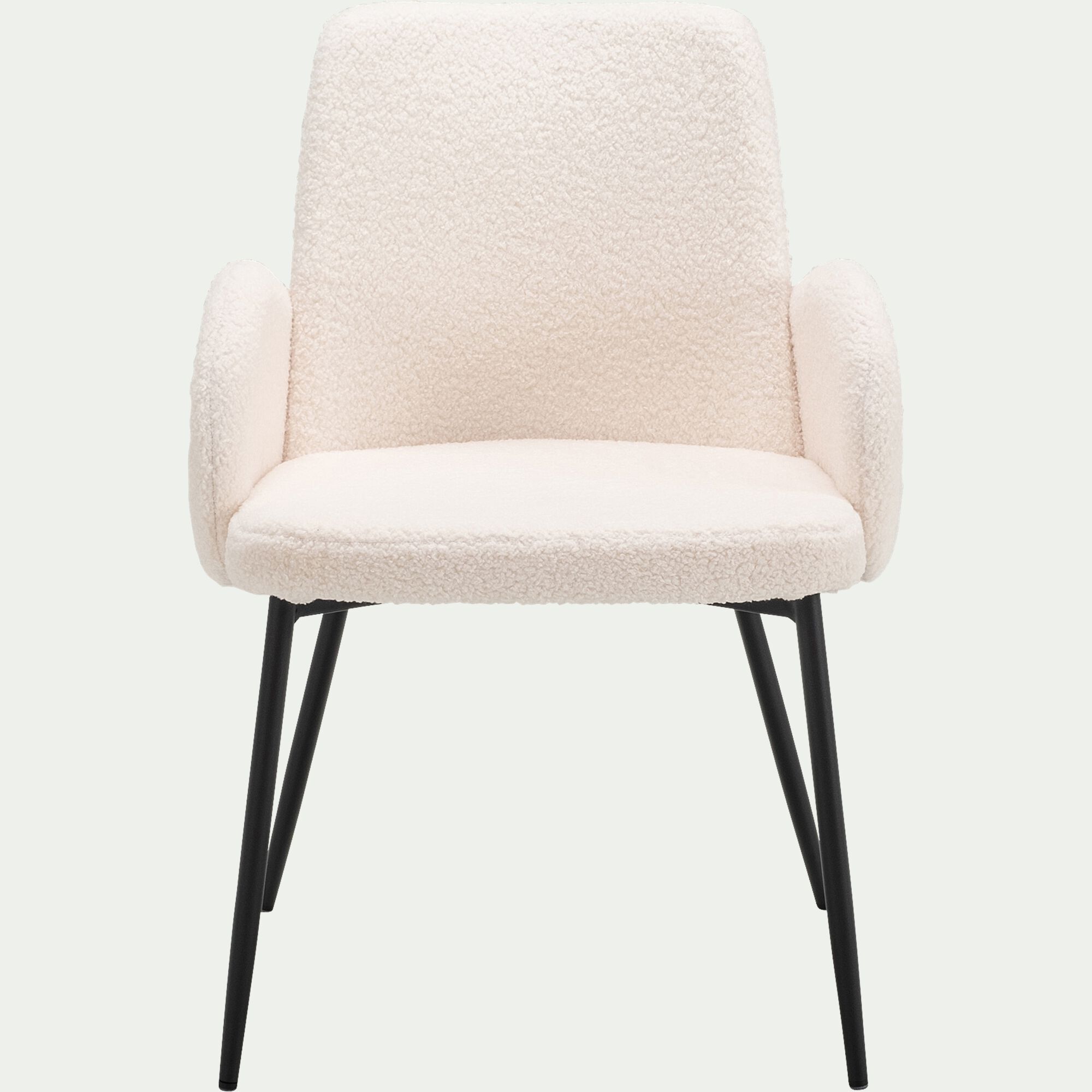 LOUMI - Chaise en tissu bouclette avec accoudoirs - blanc