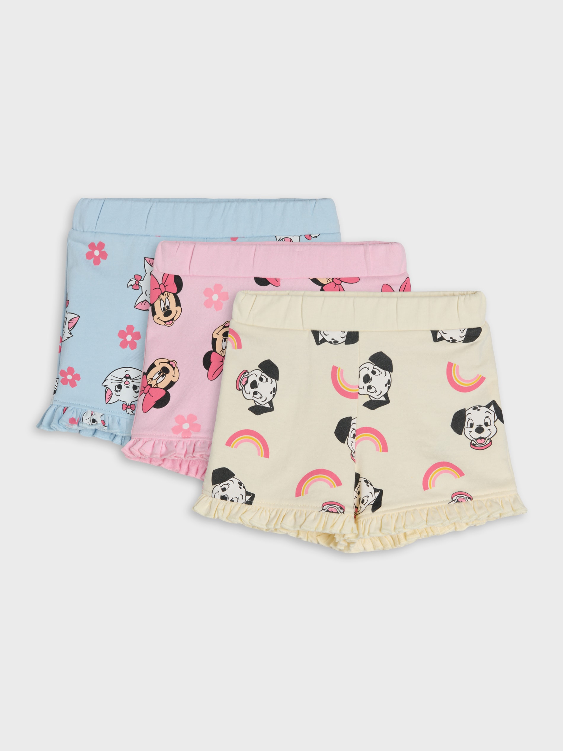 Bawełniane szorty z ozdobnymi falbankami 3 pack Disney