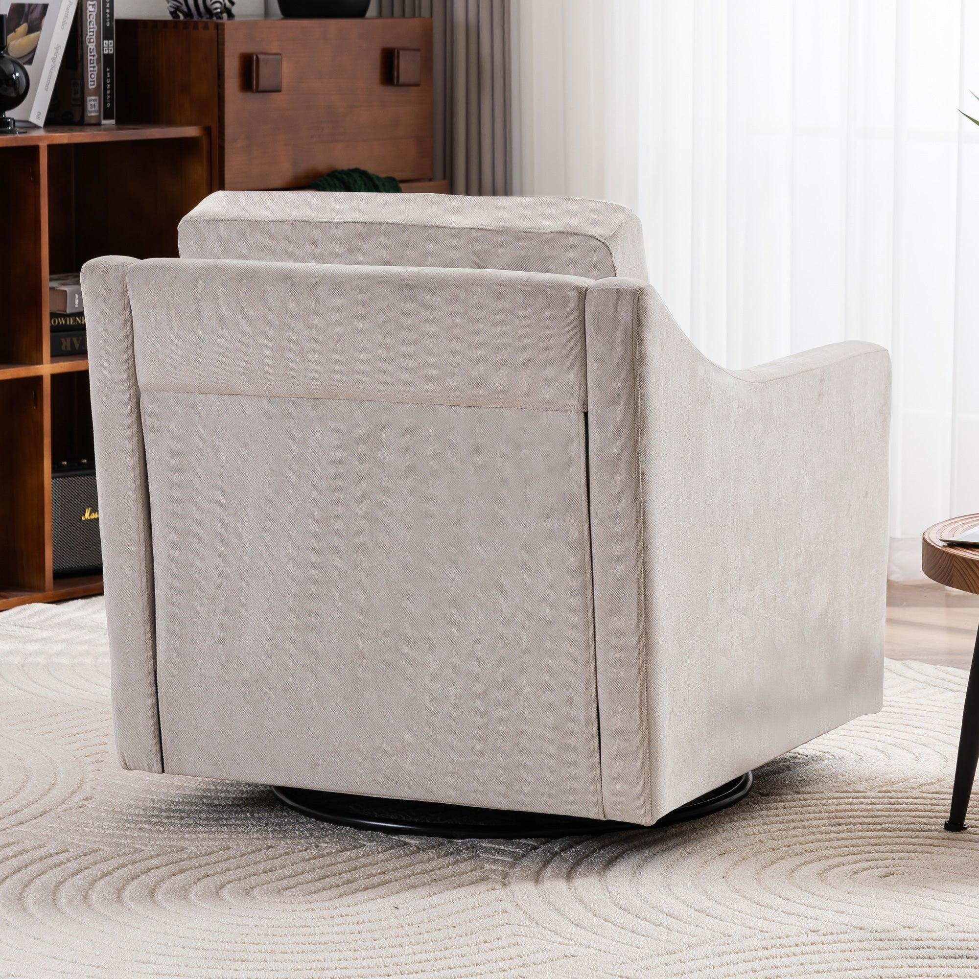 upholstered swivel armchair