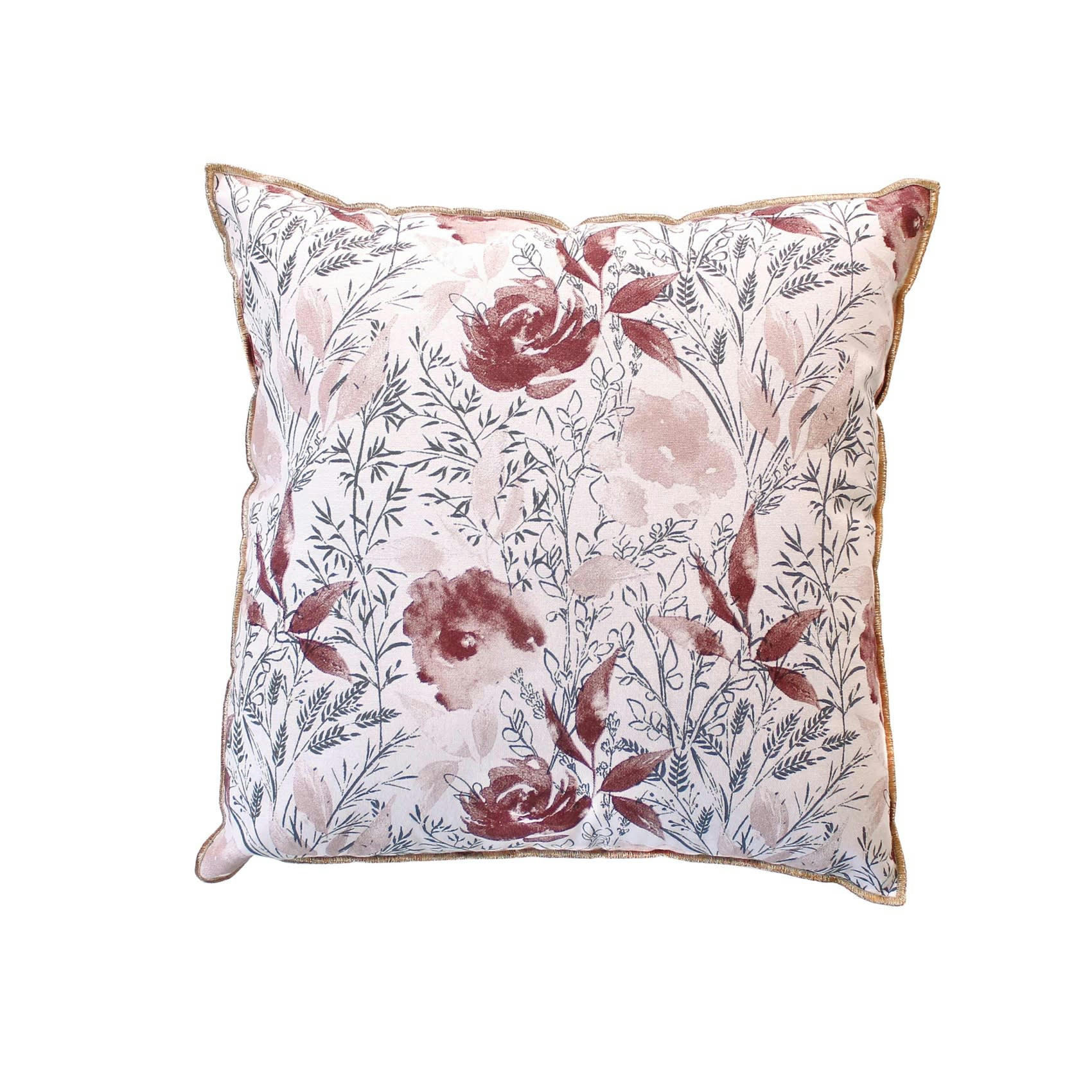 - Coussin fleuri au bourdon doré polyester/coton multicolore 40x40 cm