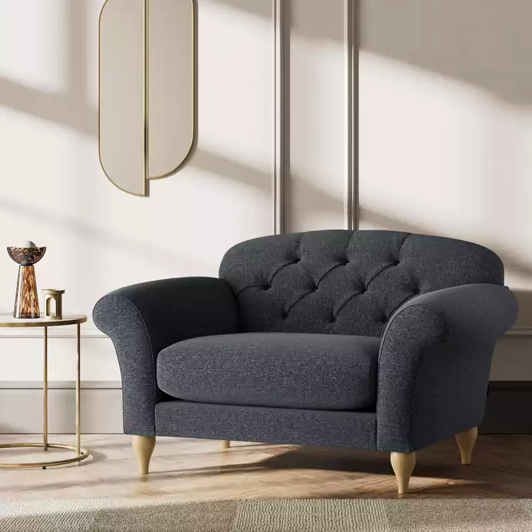 Habitat Brooker Fabric Cuddle Chair - Charcoal -Ash Leg