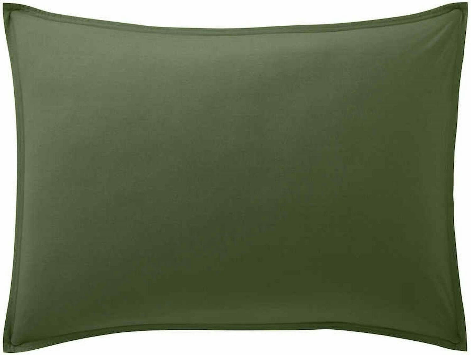VERT - Taie d'oreiller percale de coton vert 50x70 cm