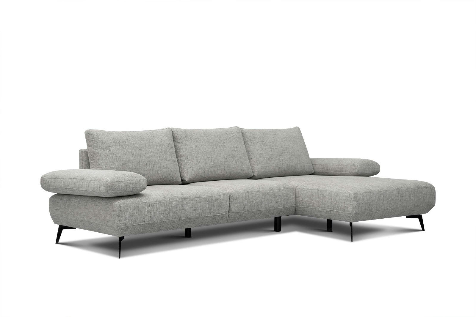 MELLO - Canapé d'angle droit 4 places tissu gris clair