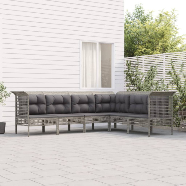 Zestaw wypoczynkowy do ogrodu Szary Technorattan 3x hjørne   3x sofa
