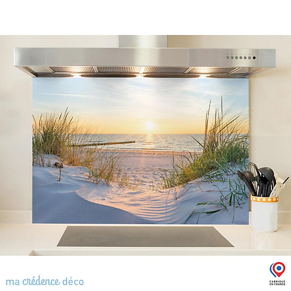 Crédence cuisine fond de hotte Dunes et soleil - Verre trempé - L 90 cm x H 50 cm - MaCrédenceDéco