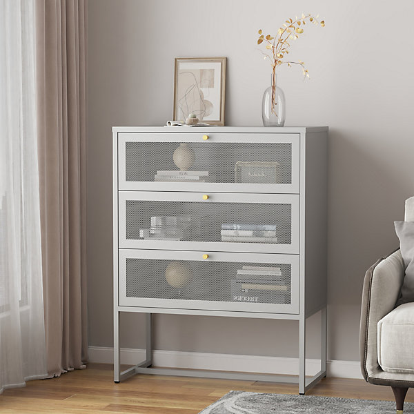 Commode Sund acier 105 x 80 x 40 cm gris en.casa
