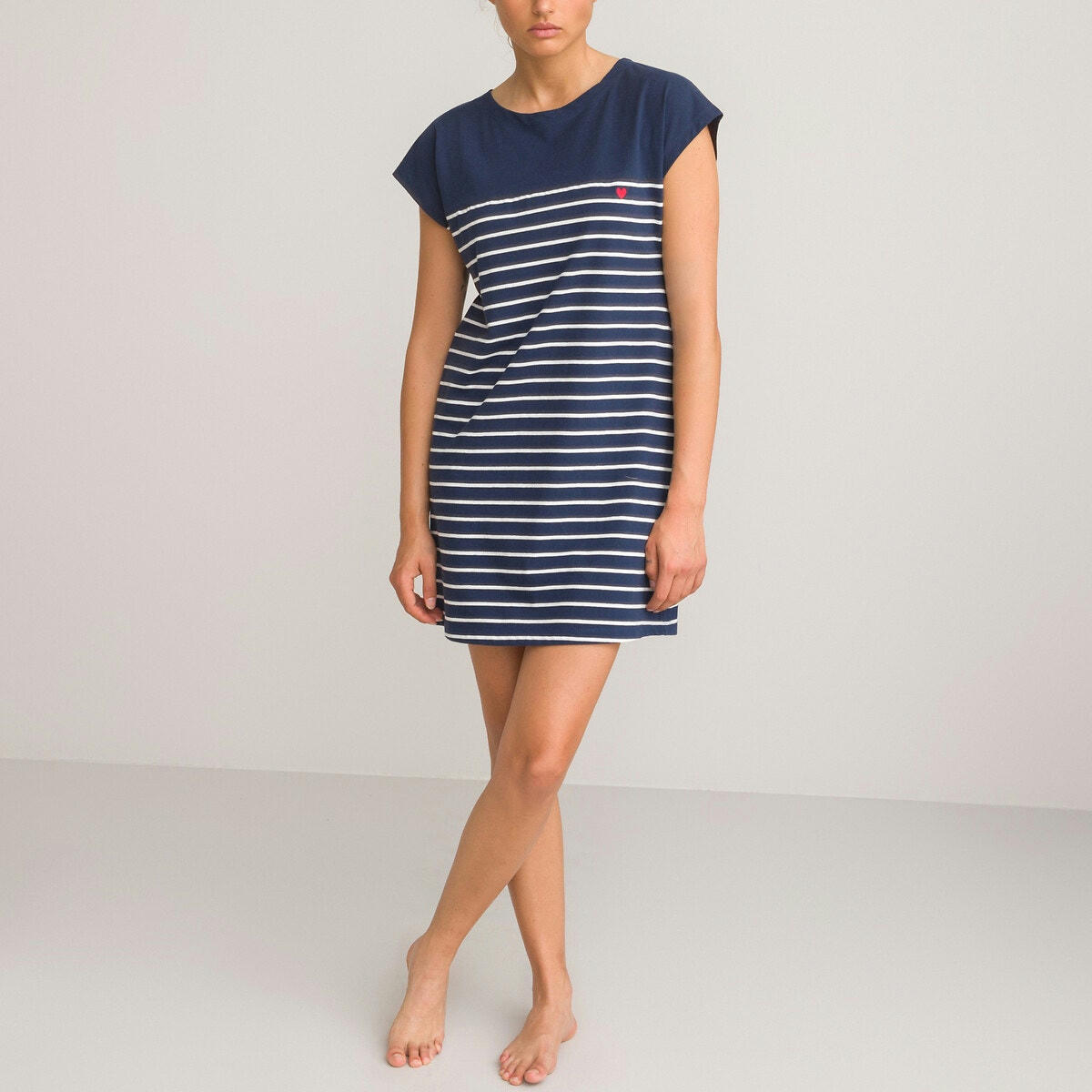 Chemise de nuit manches courtes rayée