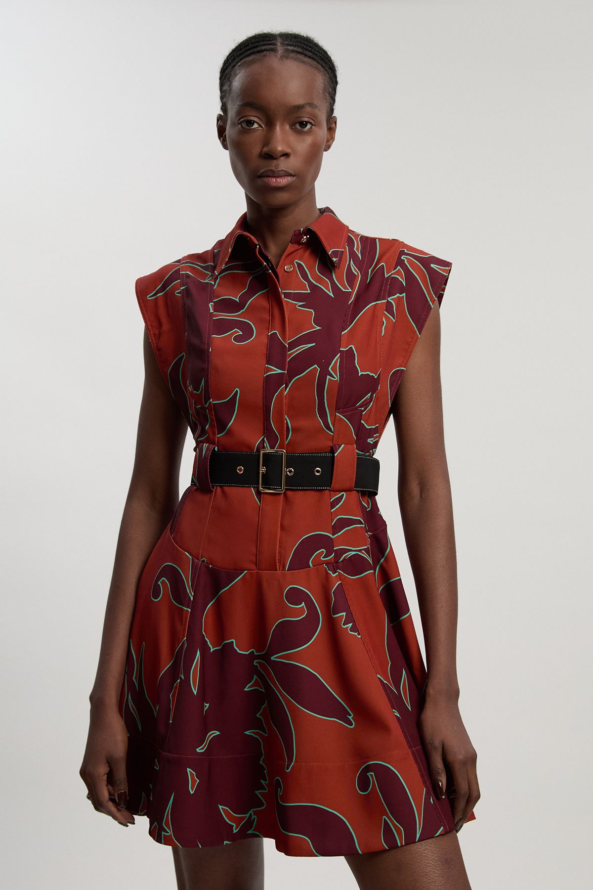 KarenMillen Western Printed Twill Woven Mini Dress