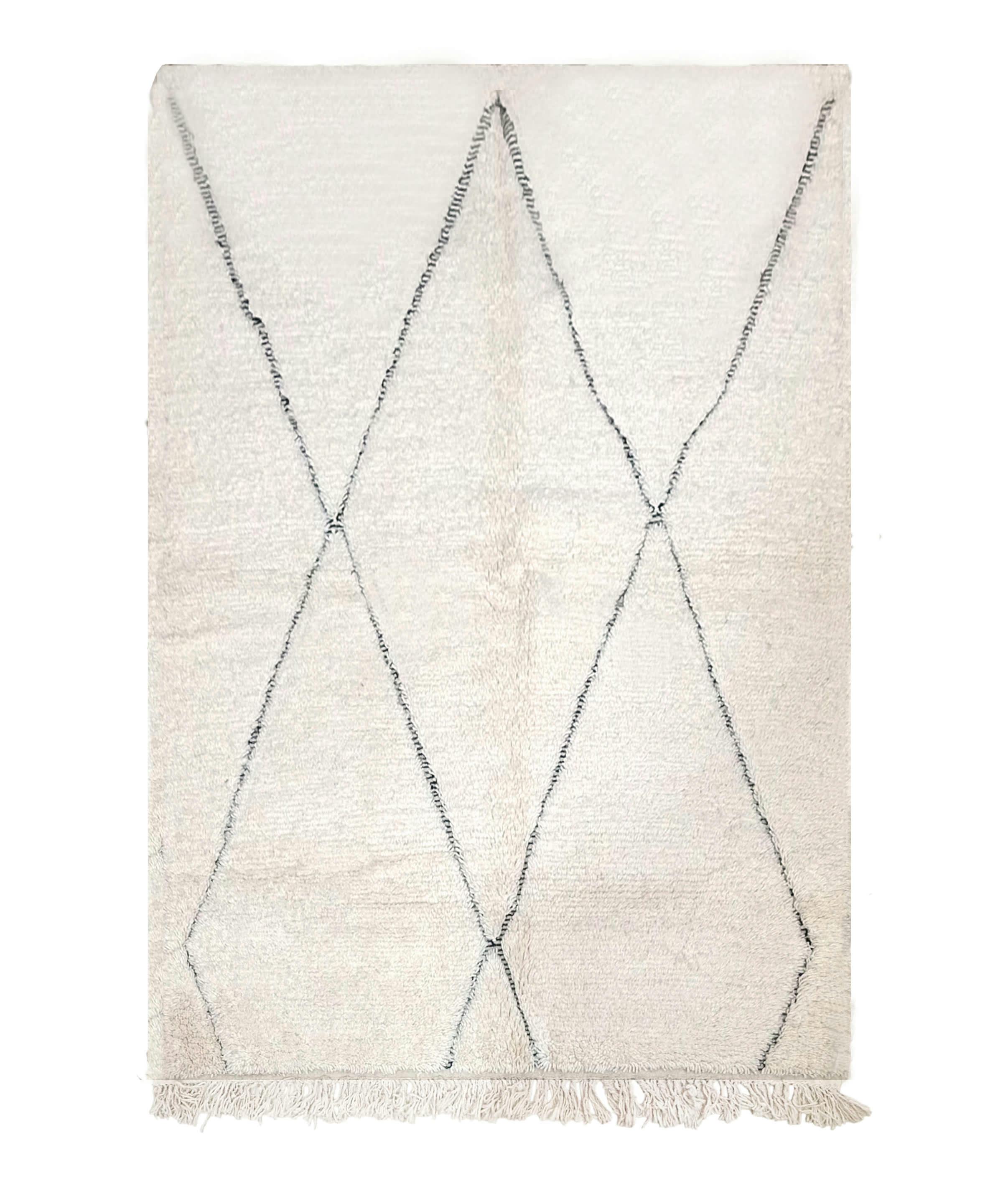 BERBERE - Tapis berbère original marocain laine noir blanc 150 x250