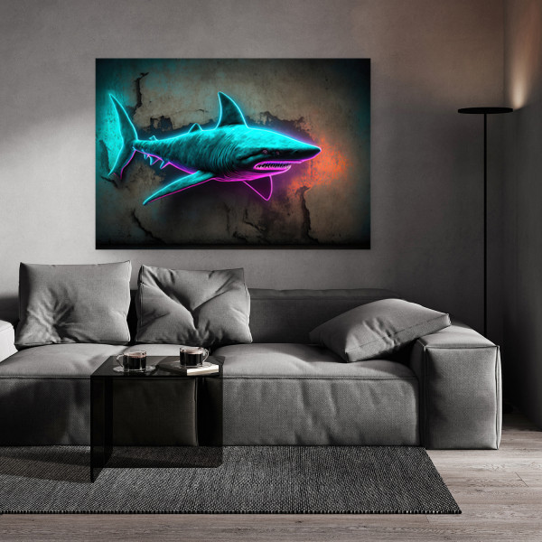Feeby Obraz na płótnie, Zwierzęta Rekin Neon 60x40