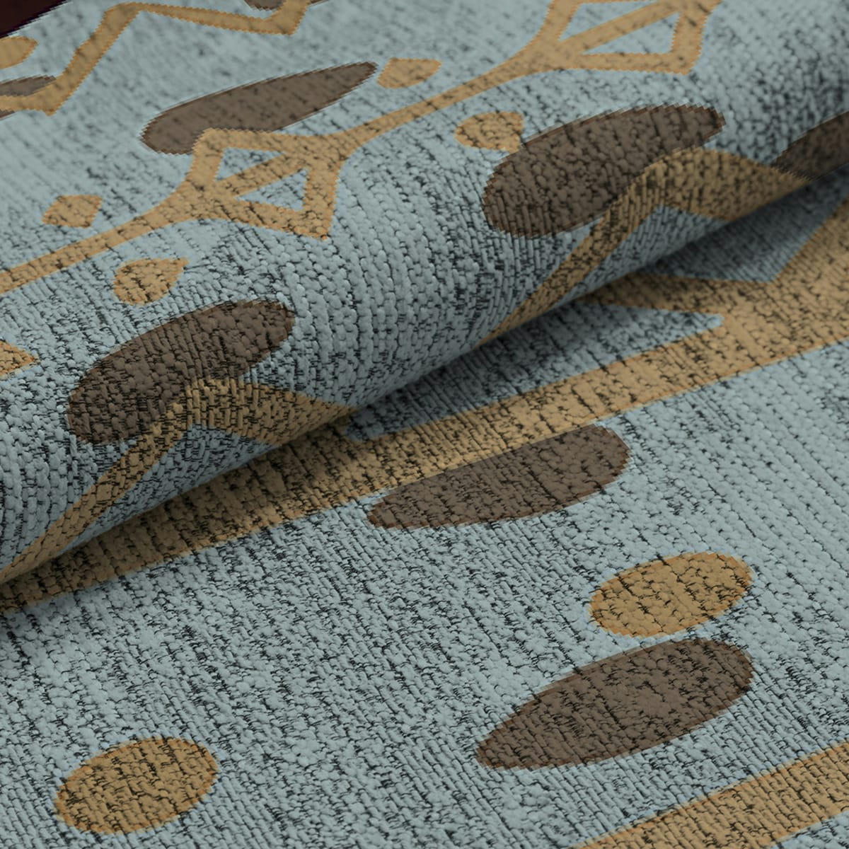 MIN - Tapis de salon en coton imprimé marron gris et blue 160x230 cm