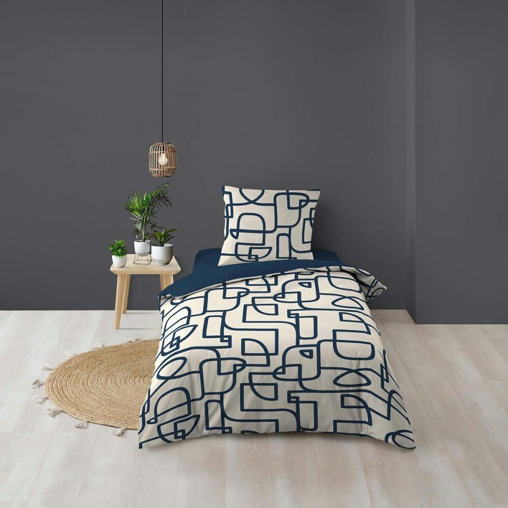 - Parure de couette 100% coton 57 fils imprimée 140x200 1 taie