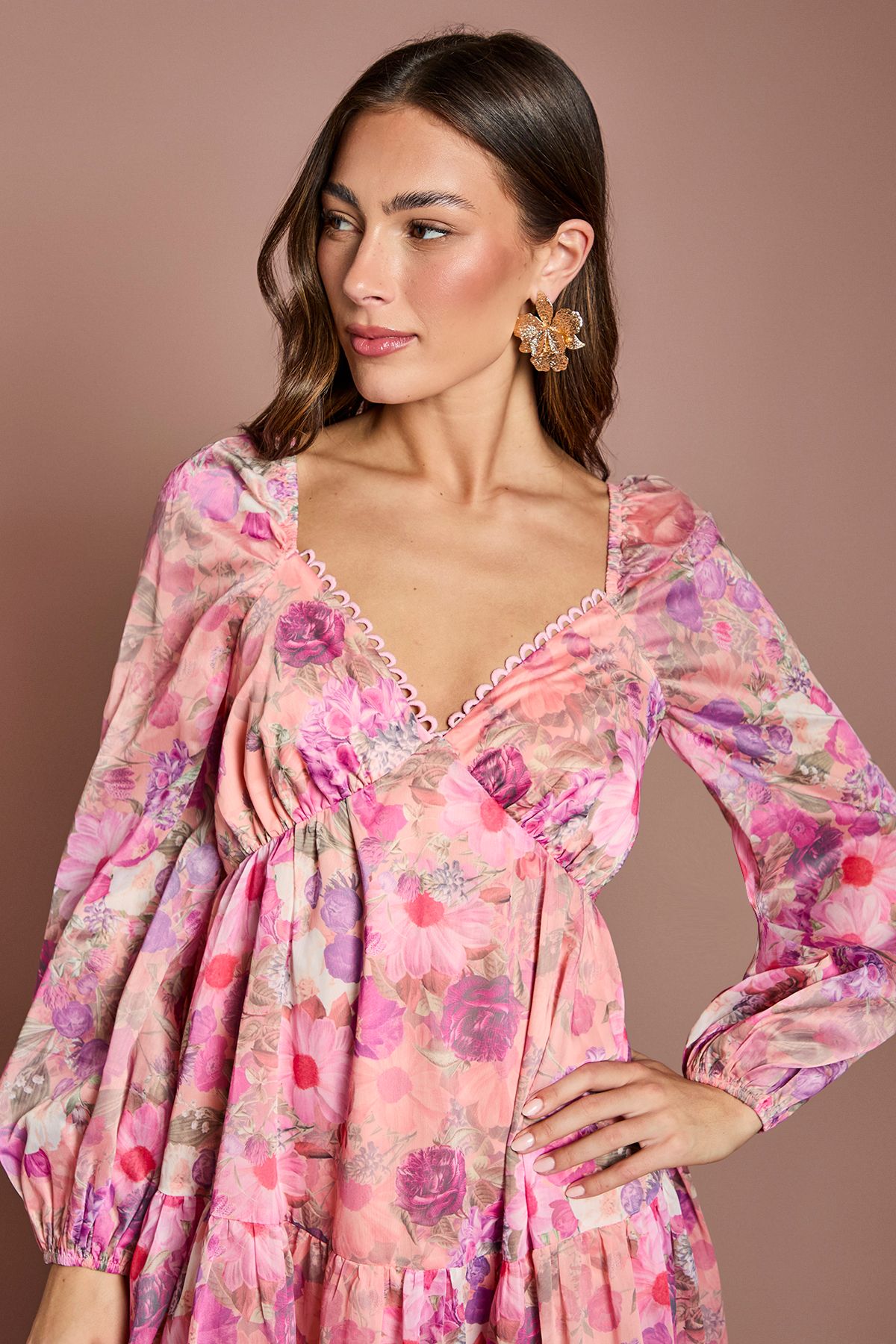 Coast Printed Blouson Midi Dress