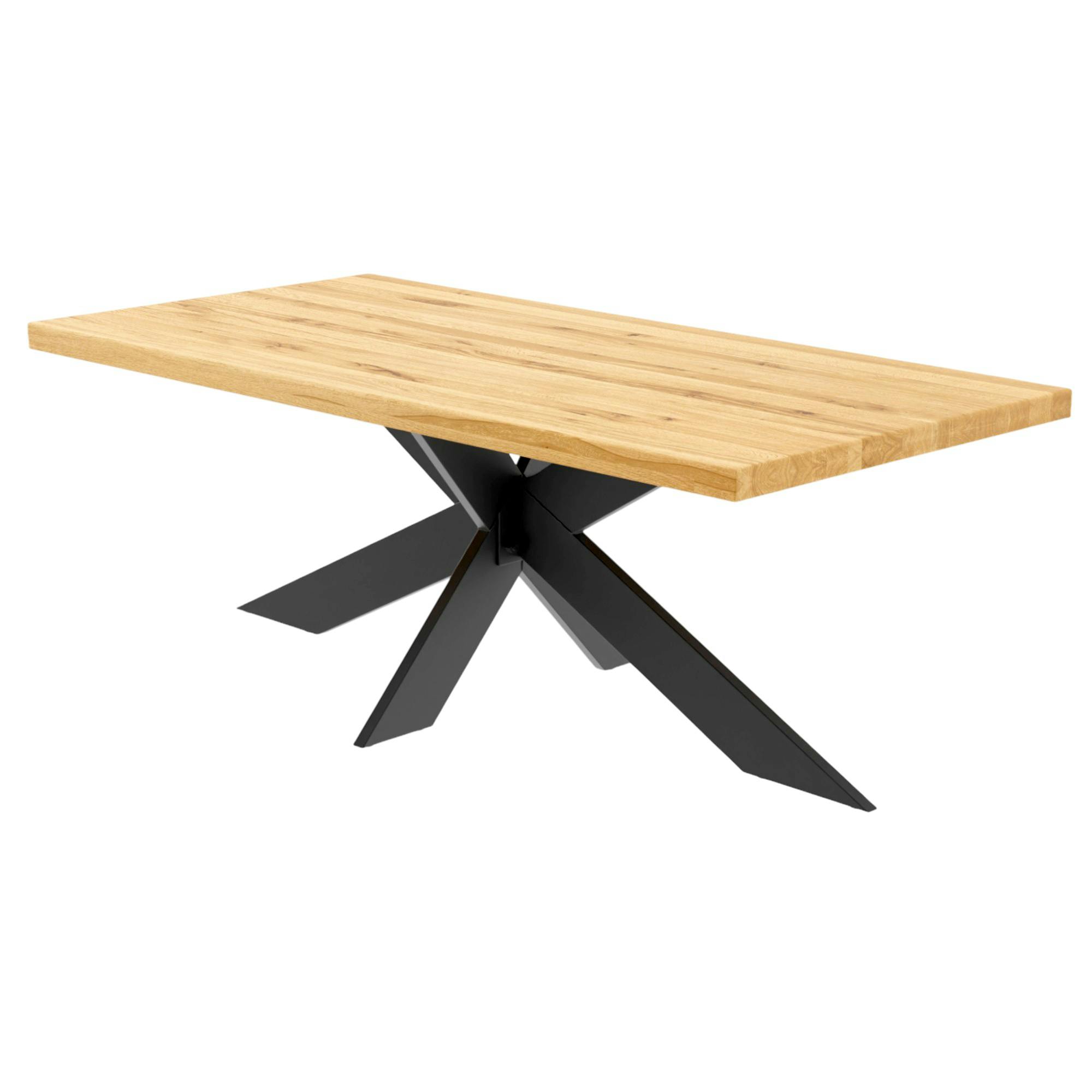 Table extensible bois huilé bords droits pied noir fin 240 cm PALERME
