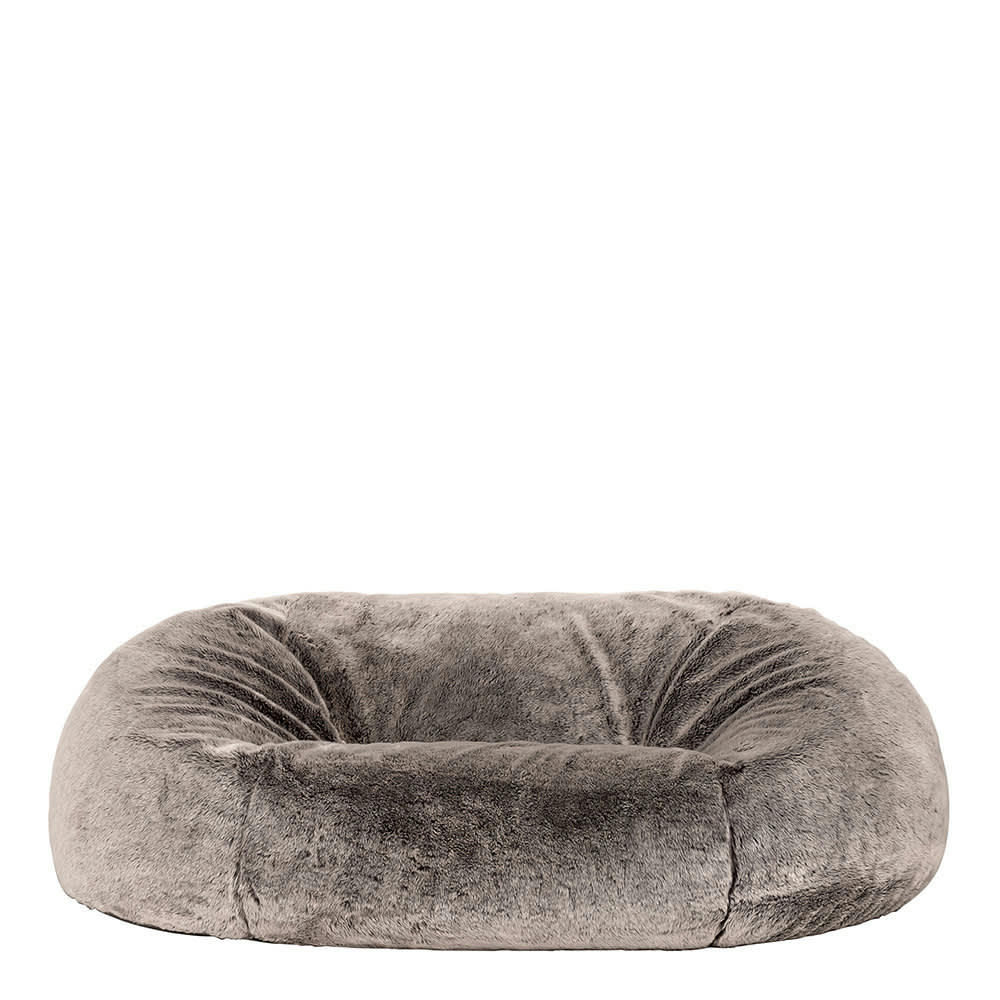 - Pouf géant canapé fausse fourrure gris loup