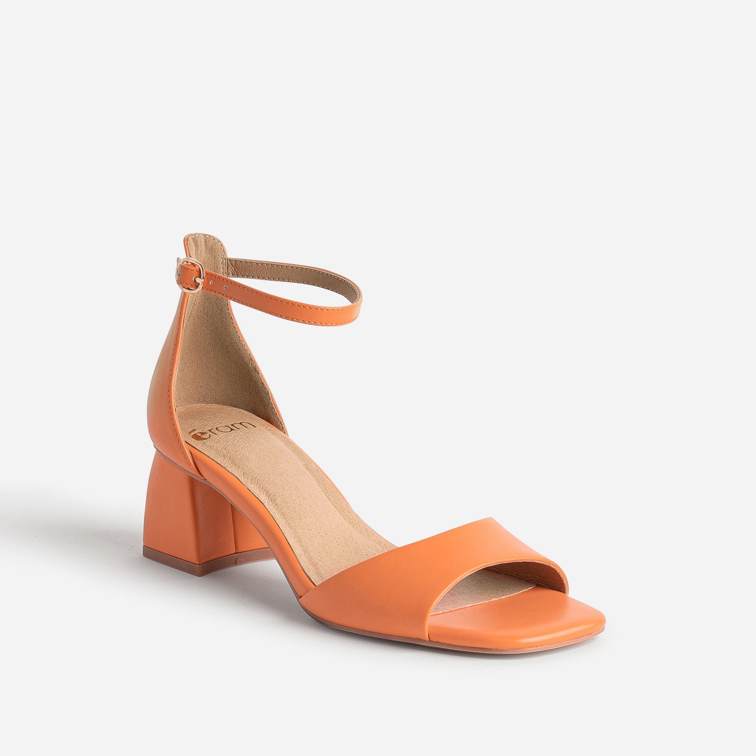 Sandale orange à talon flare