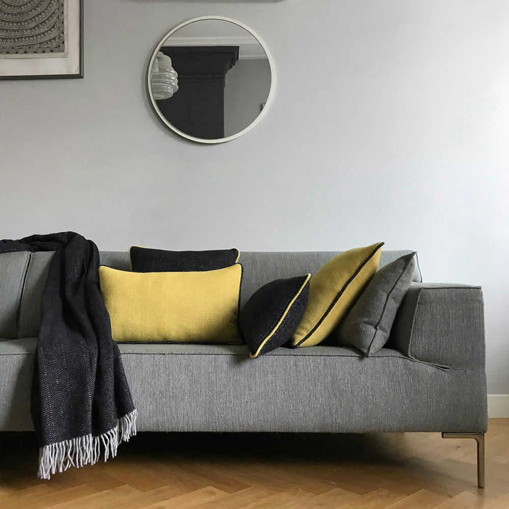 RECYCLED - Plaid en laine recyclée noire crow  125x170