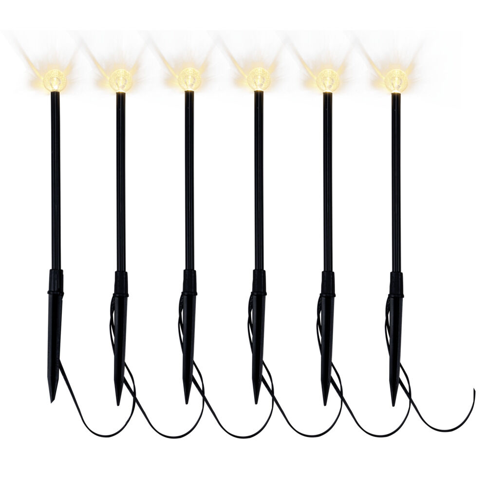 Borne solaire pique à planter x8 en plastique noir forme ampoule Ø7,5xH30,5cm