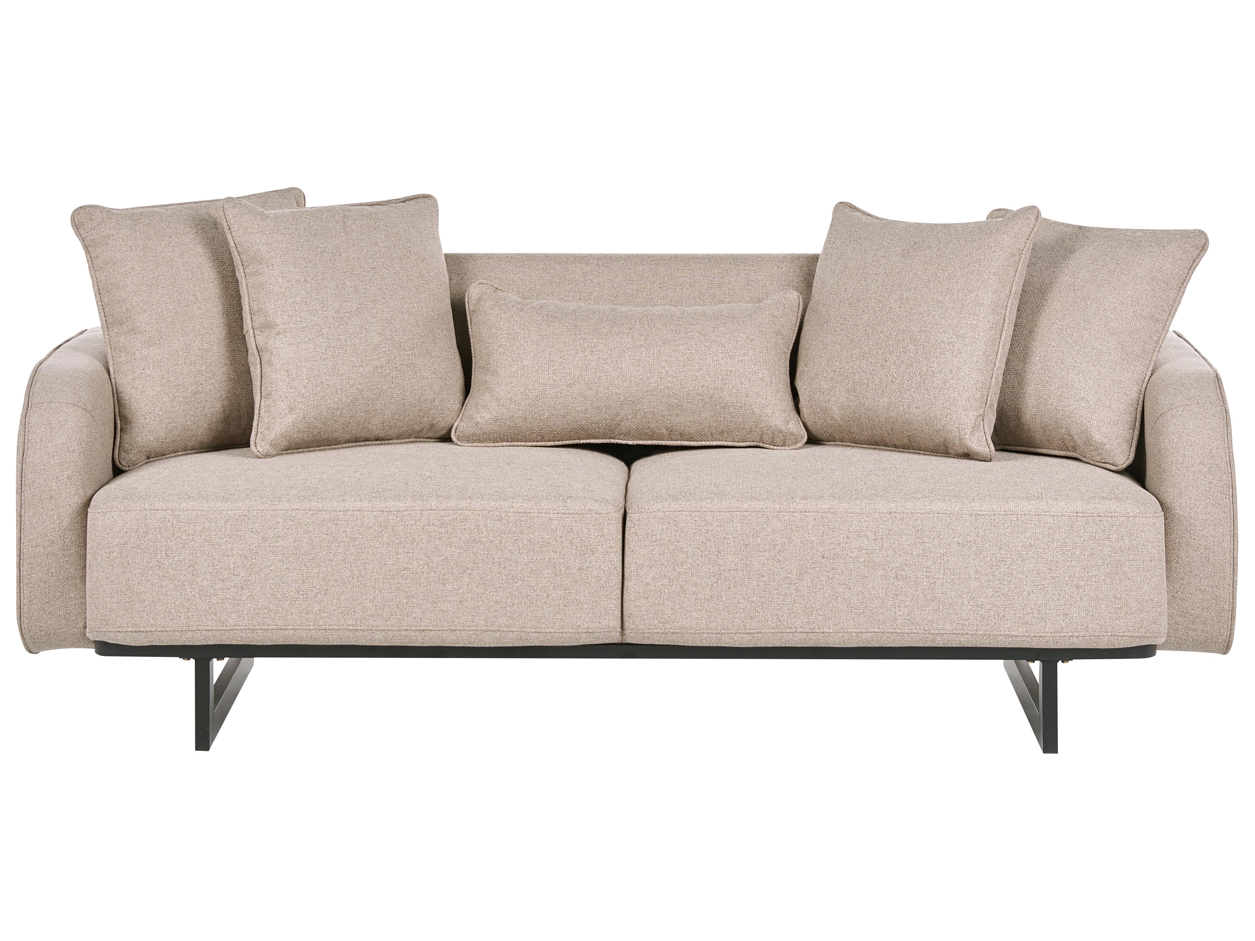Sofa 3 Seater SVANEK Fabric Light Brown