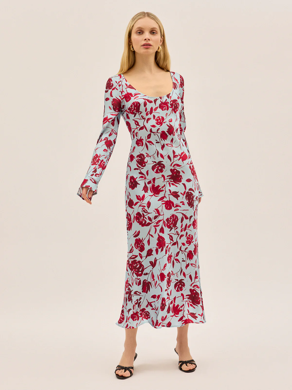 Gia Blue Rose Print Dress
